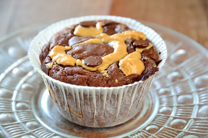 Chokladmuffins med jordnötssmör Chokladmuffins med jordnötssmör